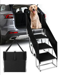 Extra Wide Folding Dog Stairs with Guardrails – Heavy Duty – New