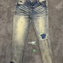Purple Brand Paint-Splatter Distressed Denim Jeans