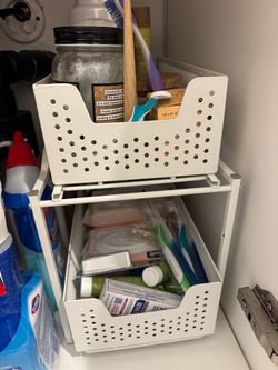 White 2-Tier Sliding Drawer Organizer