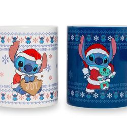 Disney Lilo & Stitch Holiday Sweaters Ceramic Mugs, Set of 2