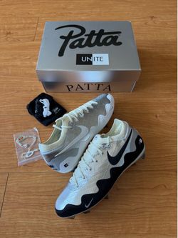 NEW Patta X Nike Mercurial Zoom Vapor 16 Elite FG Waves Black White GS Size 6Y