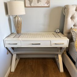 White 3 Drawer Desk with Gold Handles