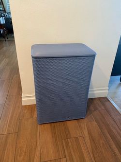 Blue Wicker Laundry Hamper with Lid