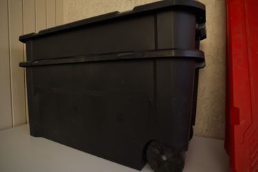 2 CRAFTSMAN 50-Gallon Rolling Storage Totes with Latching Lids