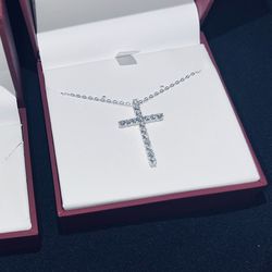 White Gold 14k diamond cross necklace