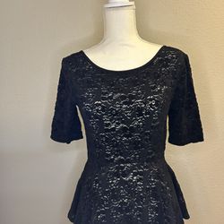 New - Free people - Women’s black lace Peplum Top With Scooped Back - Size m