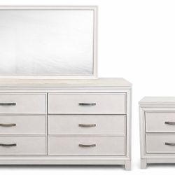 White Dresser Set w/ Mirror + Nightstand