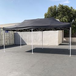Brand New $165 Heavy-Duty 10x20 ft Popup Canopy Tent Instant Shade w/ Carry Bag Rope Stake, Black/Red