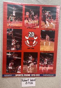 Rare Vintage 1985-86 CHICAGO BULLS 20th Season with MICHAEL JORDAN Promo Sports Phone Poster SEALED