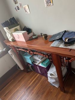 Chinese Carved Wood Console Table