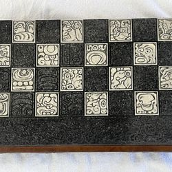 Vintage Chess Backgammon Mexican Aztec Mayan Set