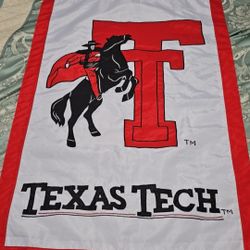 Rare Texas Tech University Red Raiders Embroidered Banner Flag