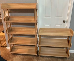 (NEW) 5 Tier and 3 Tier (Set) Oak Wood Bookshelves