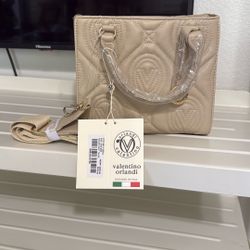 Valentino Orlando Quilted taupe Crossbody/satchel NEW w/Tags