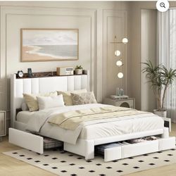 Faux Leather Upholstered Twin Bed 