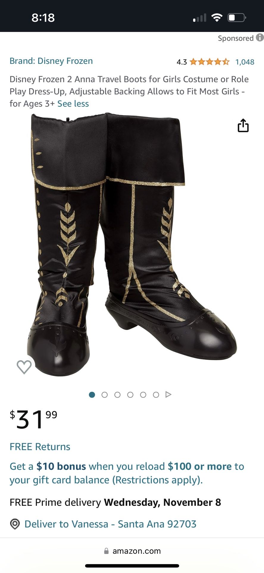Frozen Anna Boots Kids Costume