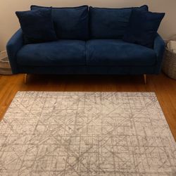 Velvet Round Arm Sofa