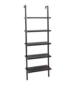 Theo 73 in. Black Wood 5-Shelf Ladder Bookcase with Matte Black Metal Frame