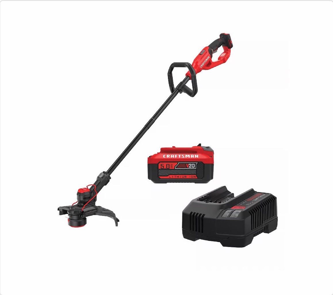 V20 5.0AH Lithium Ion Battery and Charger Kit with CRAFTSMAN V20 String Trimmer