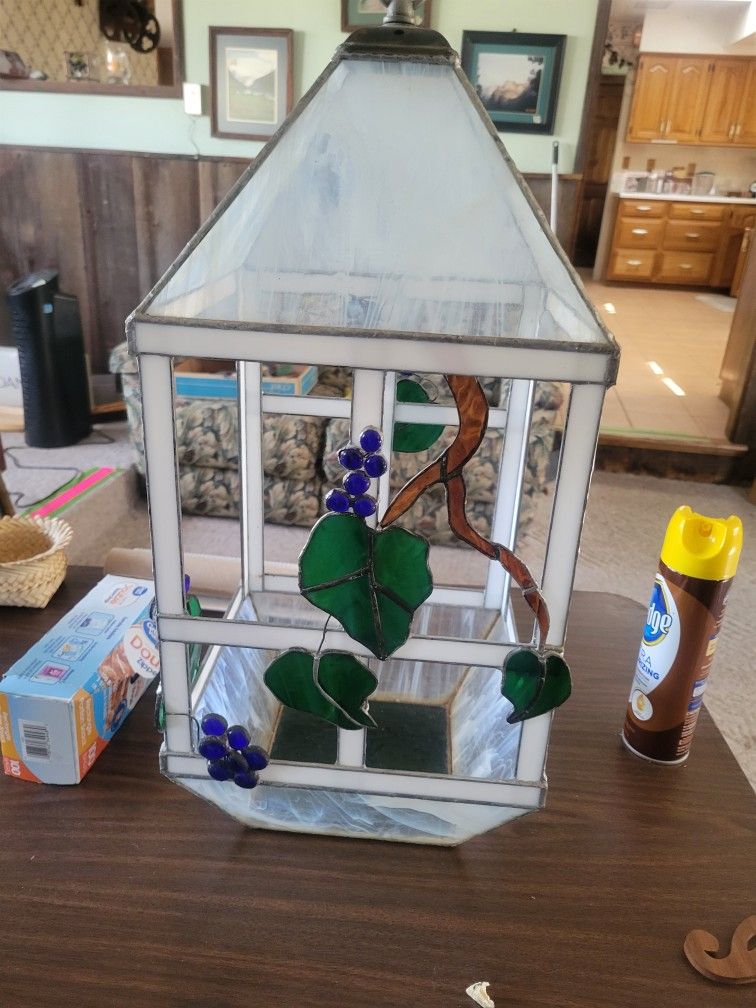 Cut Glass Hanging Plant Holder And Decorative Parrot