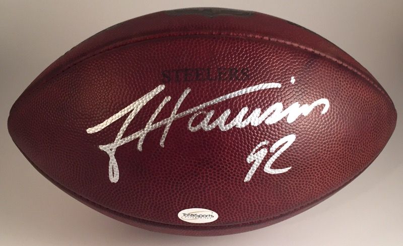 James Harrison Autographed Pittsburgh Steelers Game Used Wilson NFL Football TSE COA