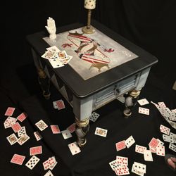 Vintage Inspired Side Table Hand painted