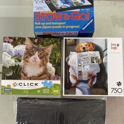  New Puzzles And Stow & Go Mat, 500 And 750 Pieces, Each One For
