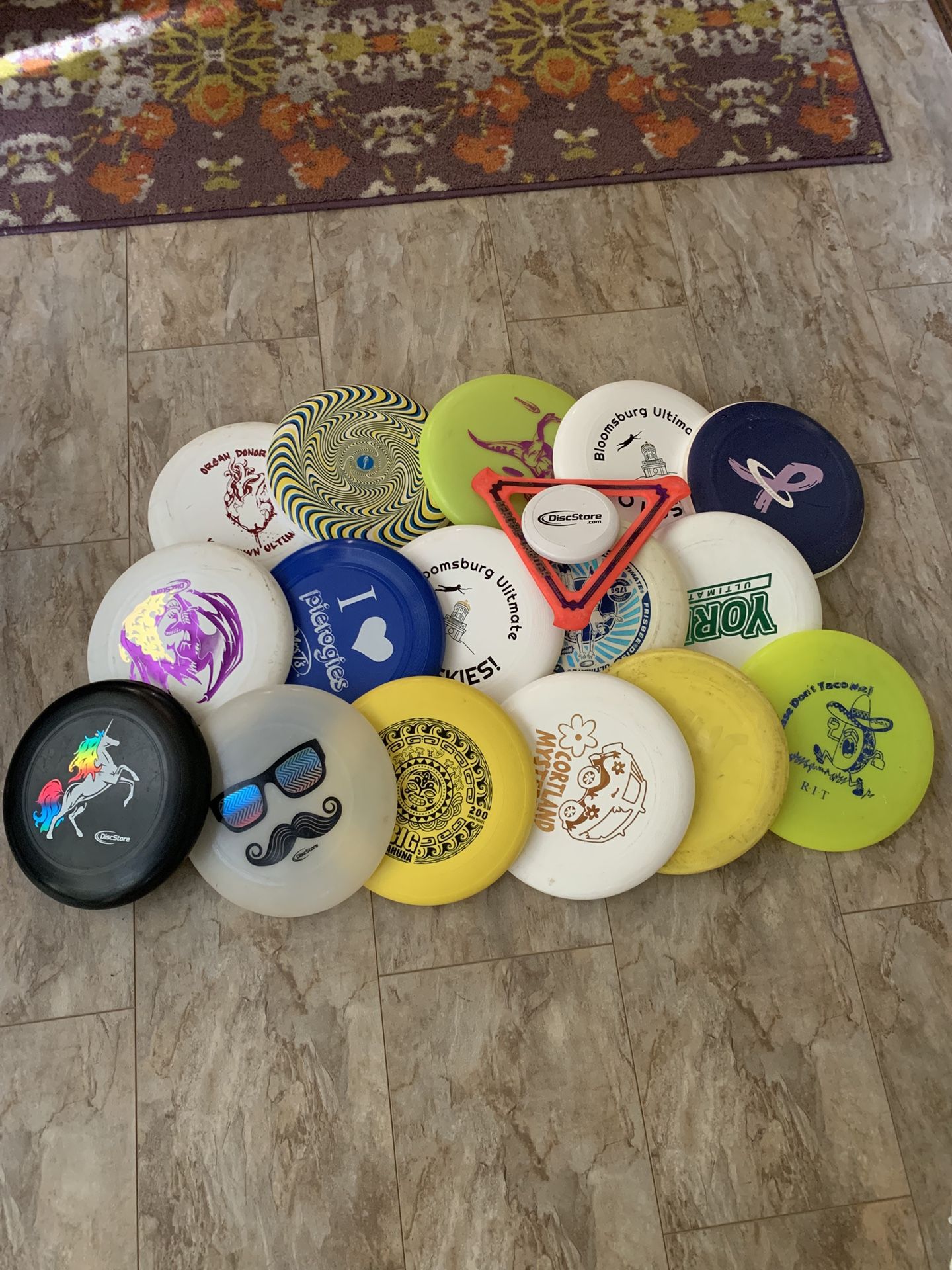 16 Ultimate Disc (Frisbees) + Mini Disc + Aerobie Orbiter Boomerang