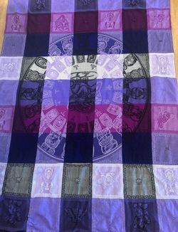 Mexican Table Cloth Colorful Mayan Calendar Medallion Fringed 64 x 57
