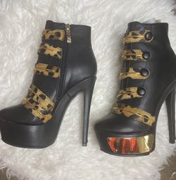 Black And Leopard Boots