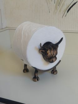Antique Inspired Highlander cow toilet paper holder