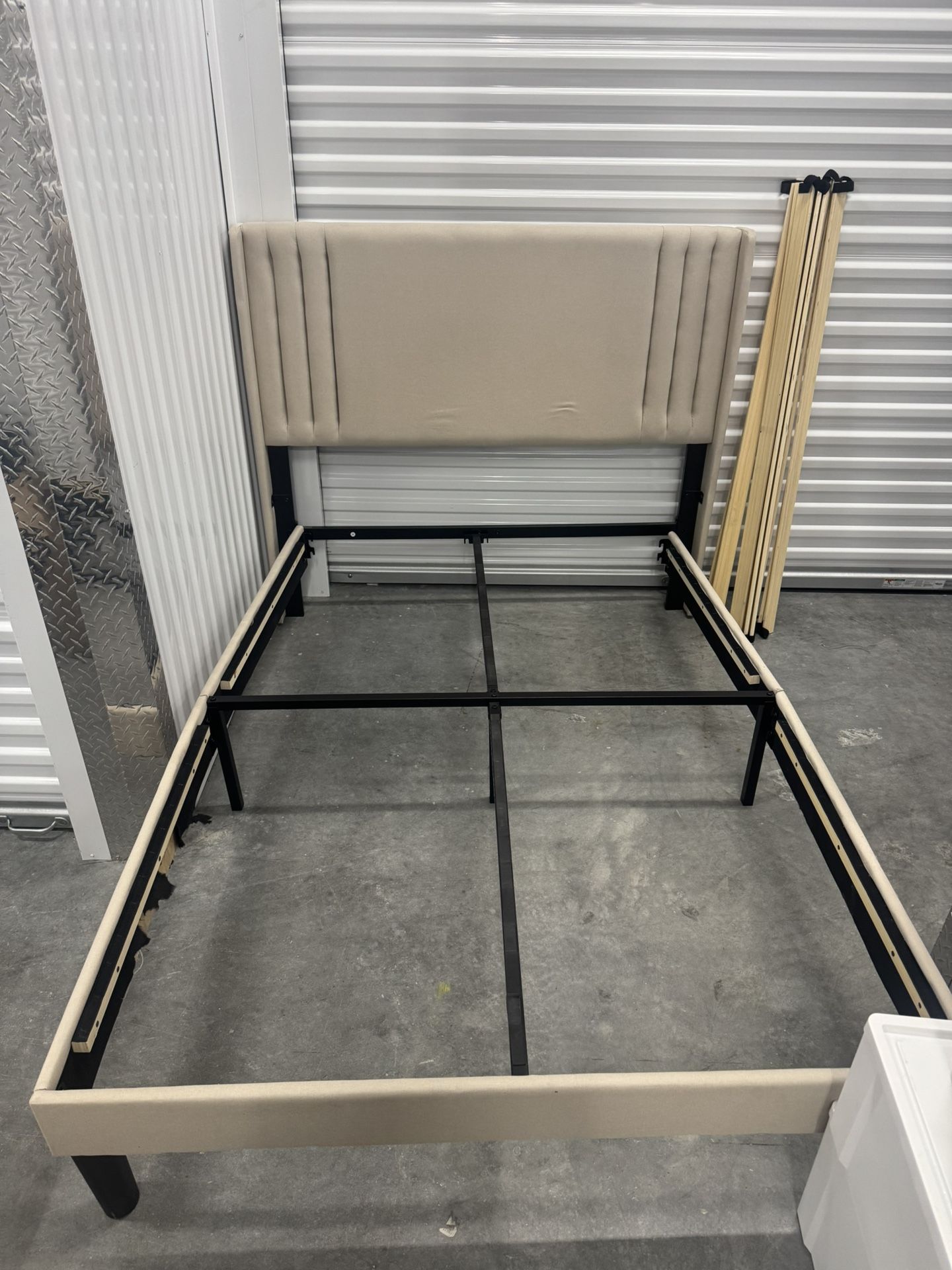 Full Size Beige Color Bed Frame 