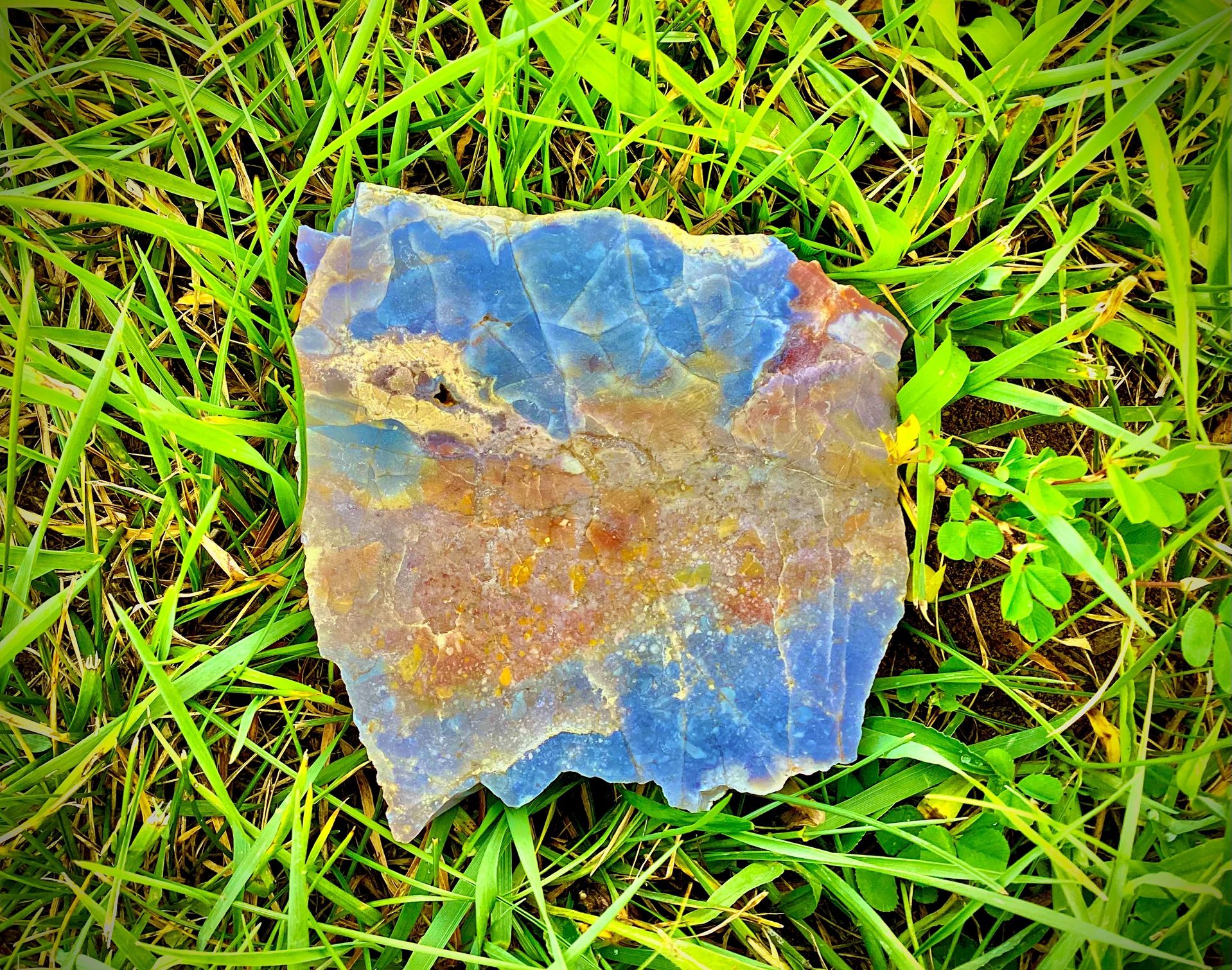 Blue Calcite Rock Polished 258 grams 3.5 x 3.5 in 