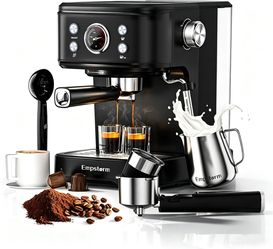 Black 20 Bar Semi-Automatic Espresso Machine with Milk Frother  Nespresso Capsule Brewer