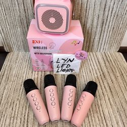 Mini Karaoke Machine With 4 Microphones Rechargeable 