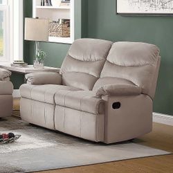 Brand New Linen Or Faux Leather Manual Reclining Loveseat