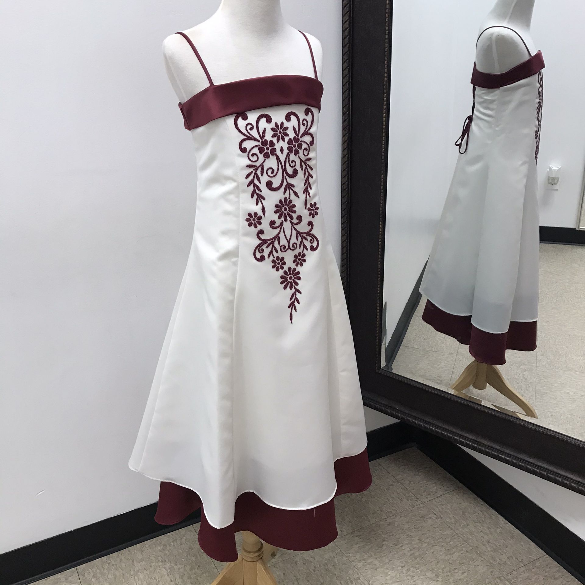 Little Girls A-Line Satin Two Tone Dress