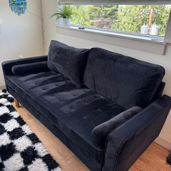 Cute Black Velvet Couch