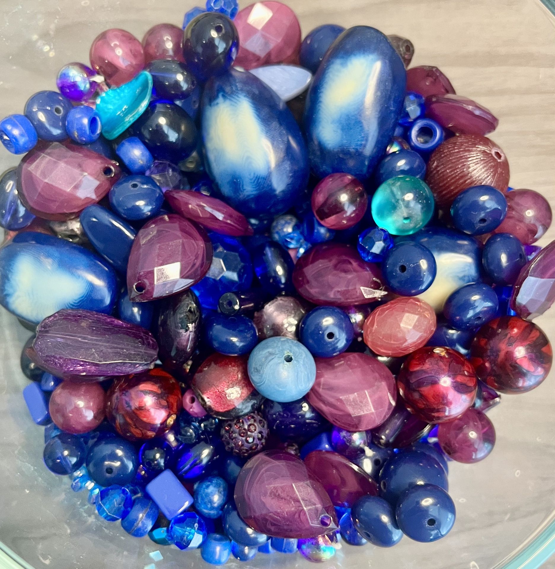 Vintage blue and purple beads lot. All different shades of blue and purple and  sizes. As is. No returns. Make me an offer I can’t refuse. Please feel