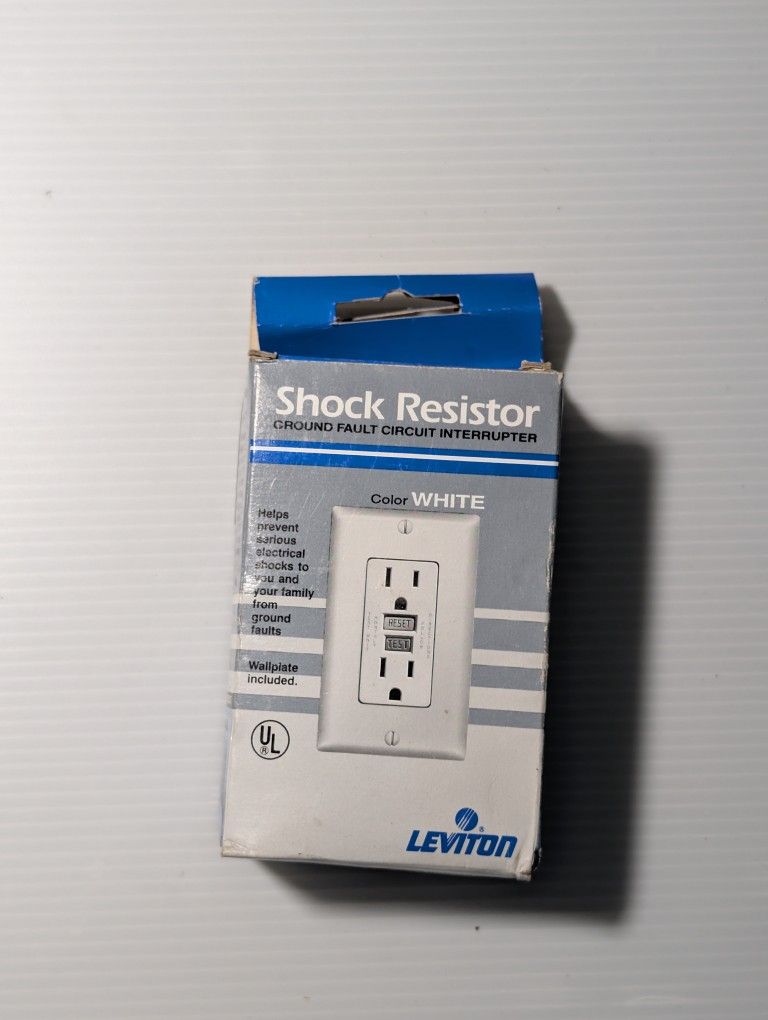 Leviton (contact info removed)-W Shock Resistor Ground Fault Circuit Interrupter - White