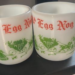 Vintage Atlas Milk Glass Egg Nog Mugs