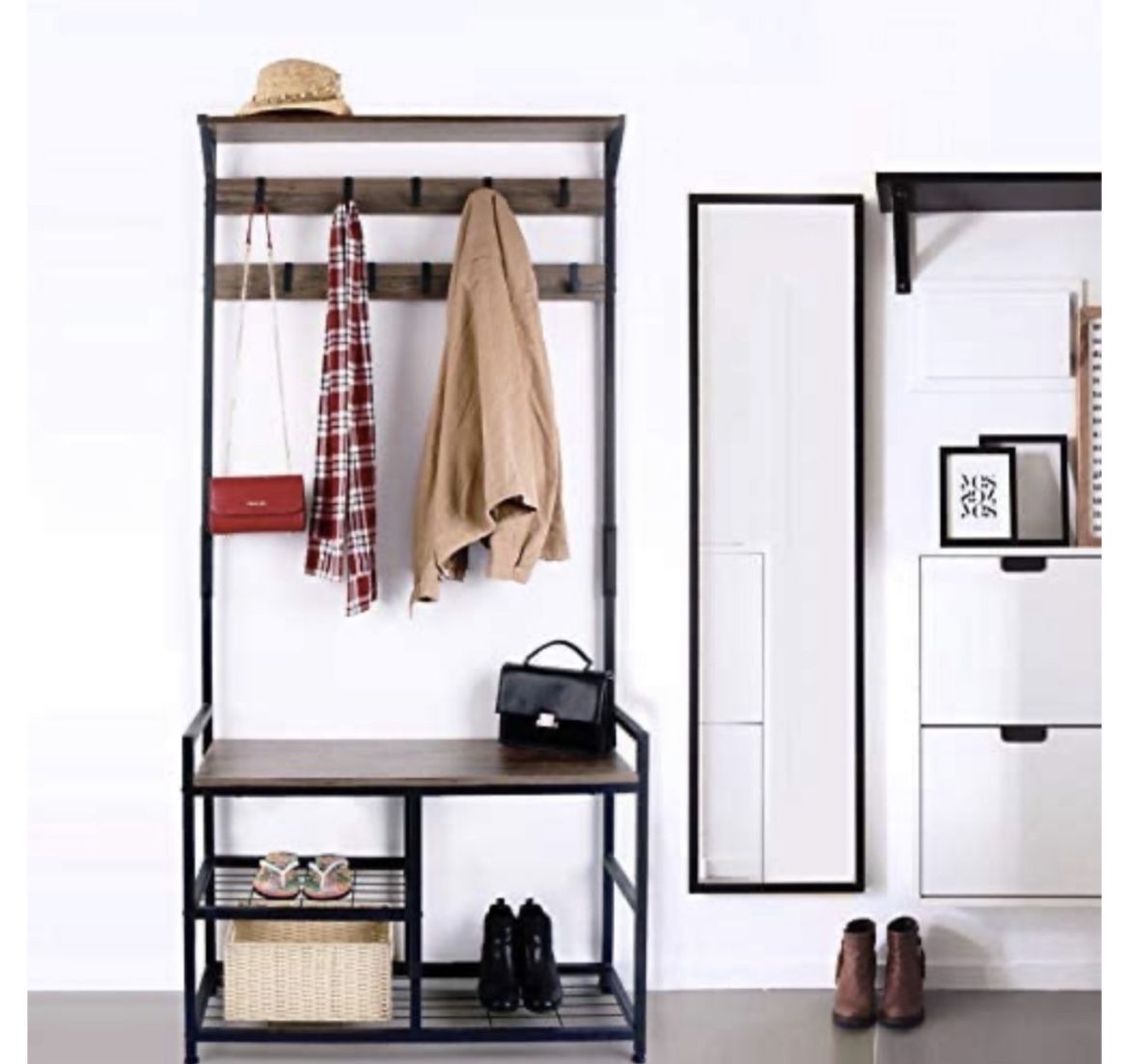 Hall tree / Coat + Shoe Rack / Bench