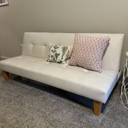 White Faux Leather Futon 