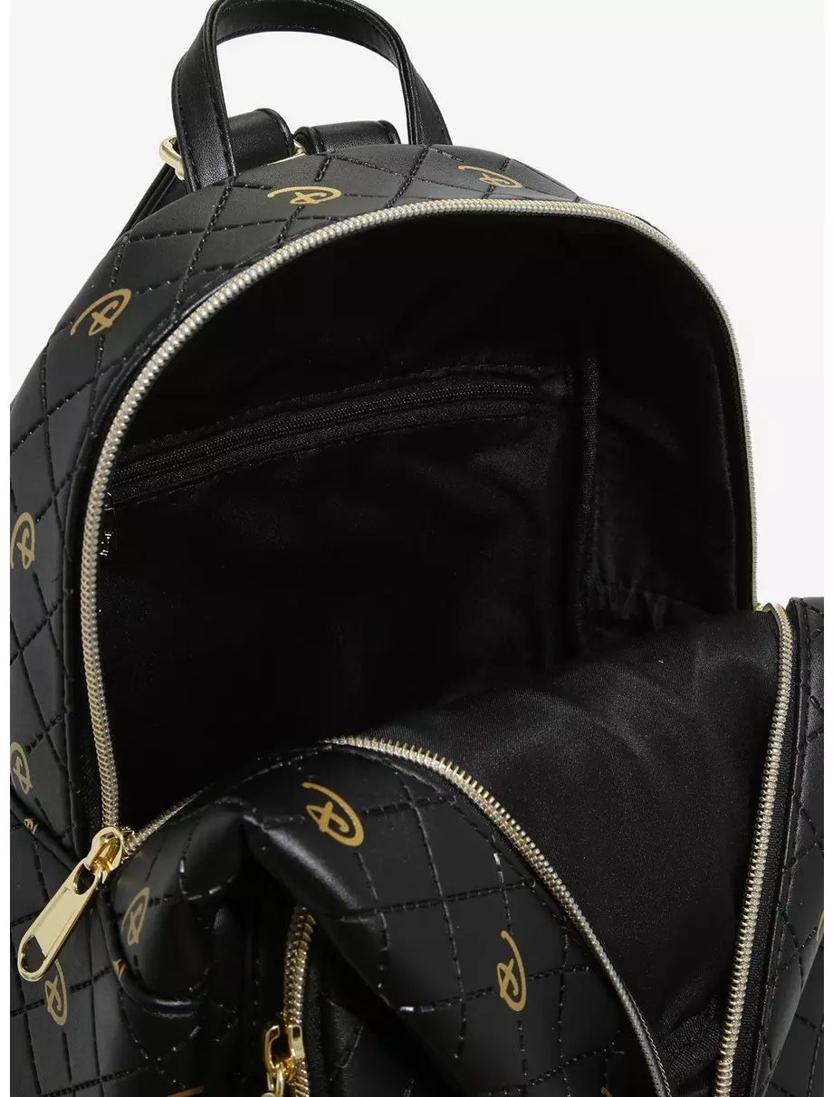 Loungefly Disney Logo Quilted Black with Gold “D” Mini  display picture 1