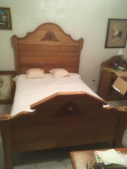 3 piece solid oak antique set