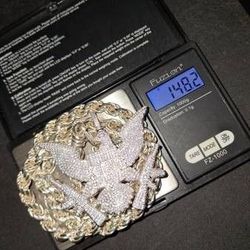 Sterling Silver Rope & 8.145 ct VVS1 D Moissanite King Eagle Pendant (148.2 grams) 👉 $700 • Will Trade For Real 10k or 14k Necklace.