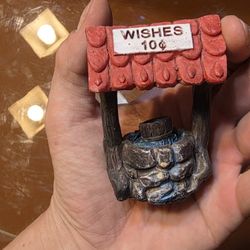Fairy Garden Wishing Well w Cobblestone & Bucket Decoration 2" Like New Condition
