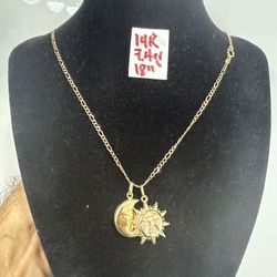 14K Solid Gold Chain and Pendant 7.4Gr 18 Inches Long 