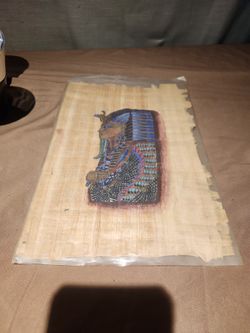 King Tut Hand Painting On Papyrus Paper