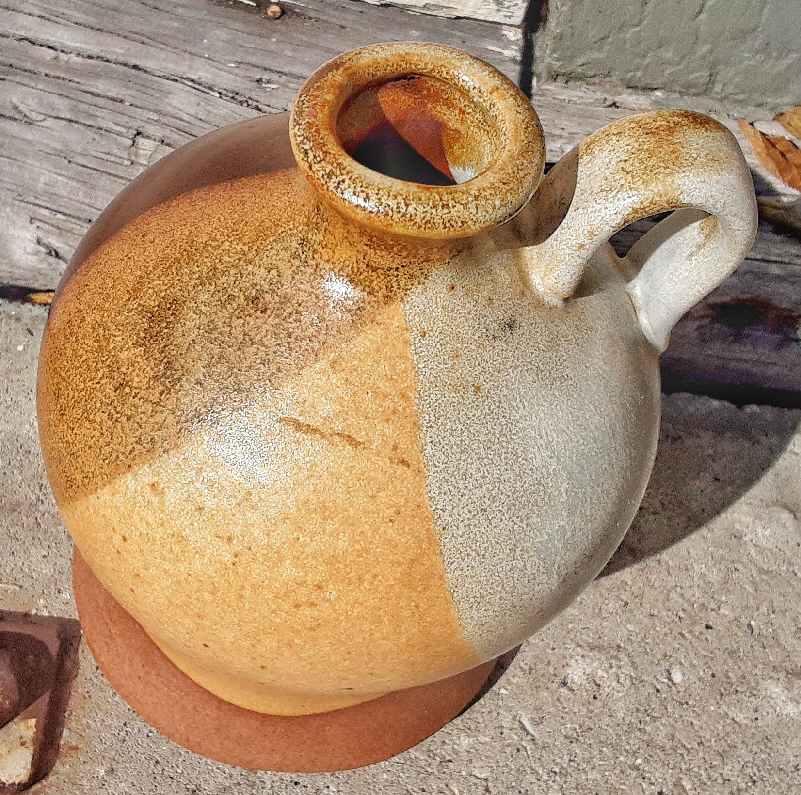 Pottery craft treasure craft mid century 1970s 6.5" art pottery jug